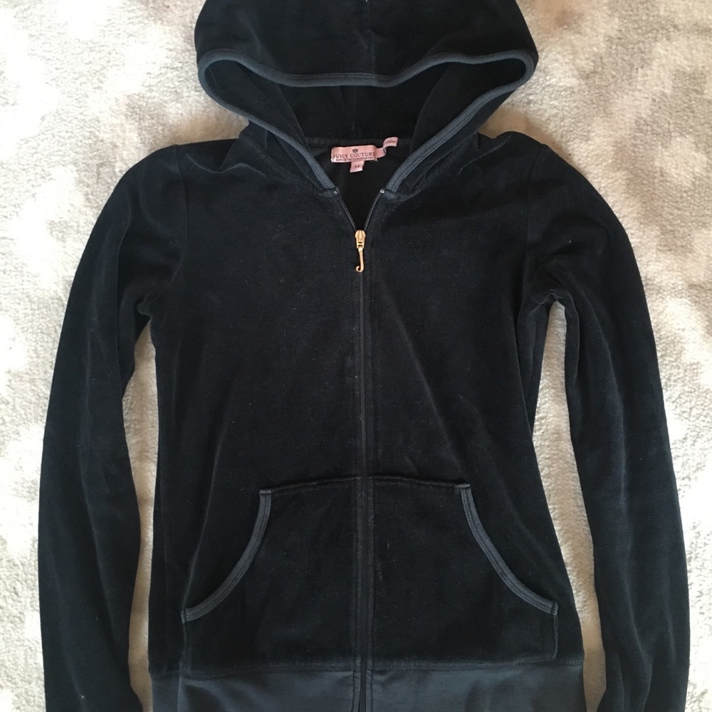 Juicy Couture Kids Black Velour Zip Track Hoodie